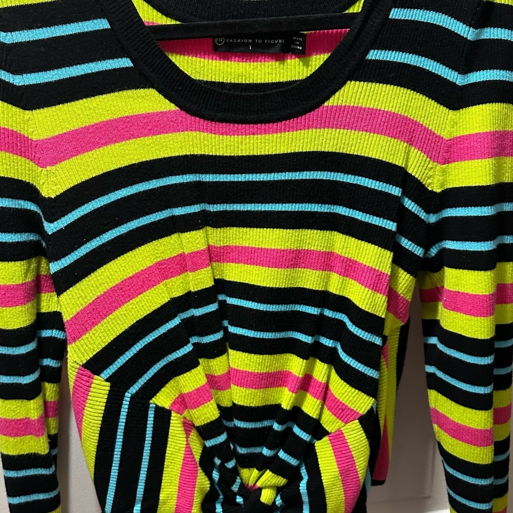 Beautiful, unique two-piece neon knit top and skirt!!! Size 14
